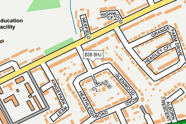B38 8HJ map - OS OpenMap – Local (Ordnance Survey)