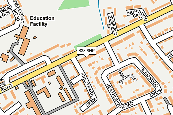 B38 8HP map - OS OpenMap – Local (Ordnance Survey)