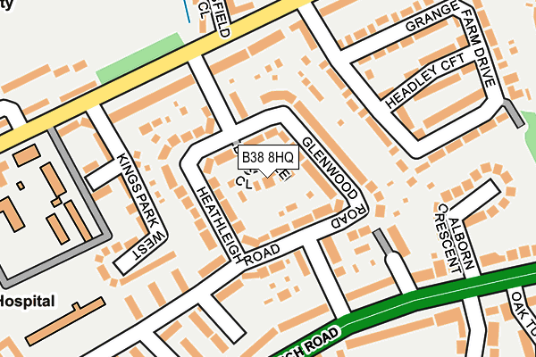 B38 8HQ map - OS OpenMap – Local (Ordnance Survey)
