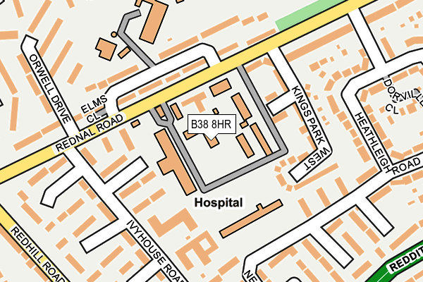 B38 8HR map - OS OpenMap – Local (Ordnance Survey)