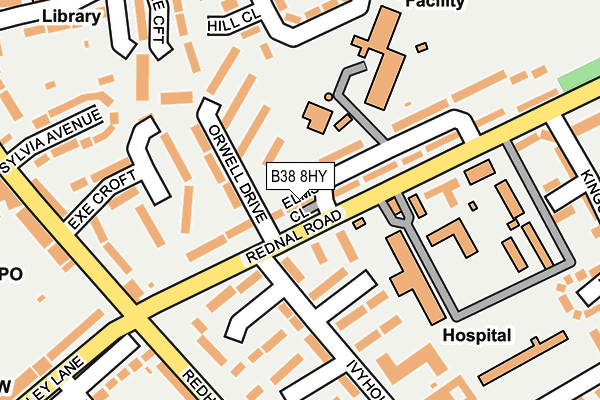 B38 8HY map - OS OpenMap – Local (Ordnance Survey)