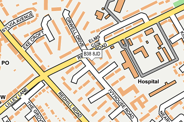 B38 8JD map - OS OpenMap – Local (Ordnance Survey)