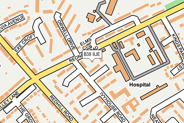 B38 8JE map - OS OpenMap – Local (Ordnance Survey)