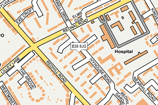 B38 8JG map - OS OpenMap – Local (Ordnance Survey)