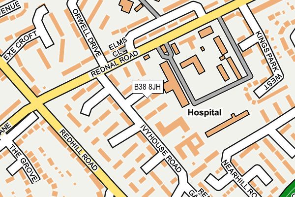 B38 8JH map - OS OpenMap – Local (Ordnance Survey)