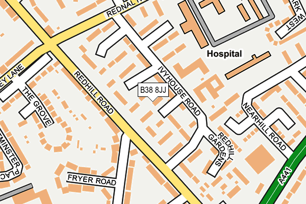 B38 8JJ map - OS OpenMap – Local (Ordnance Survey)