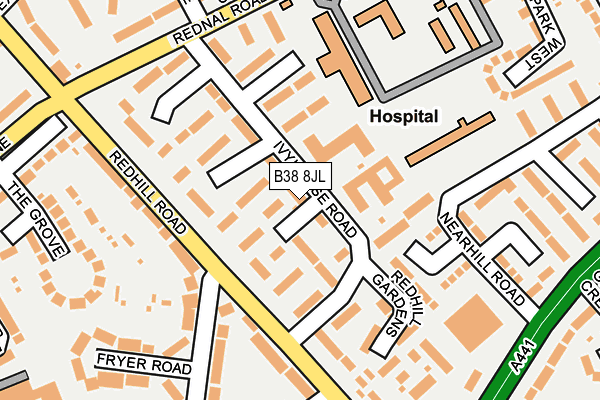 B38 8JL map - OS OpenMap – Local (Ordnance Survey)
