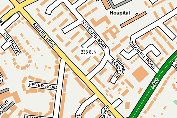 B38 8JN map - OS OpenMap – Local (Ordnance Survey)