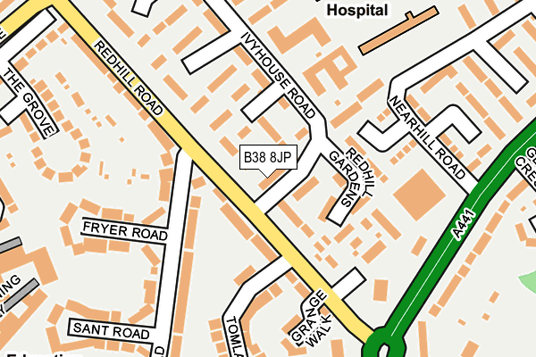 B38 8JP map - OS OpenMap – Local (Ordnance Survey)