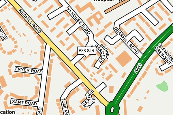 B38 8JR map - OS OpenMap – Local (Ordnance Survey)