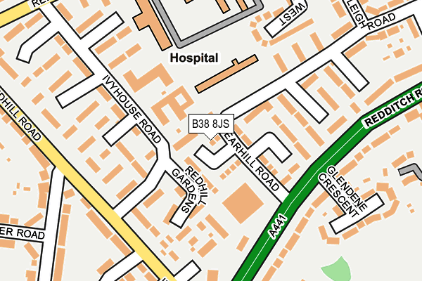 B38 8JS map - OS OpenMap – Local (Ordnance Survey)