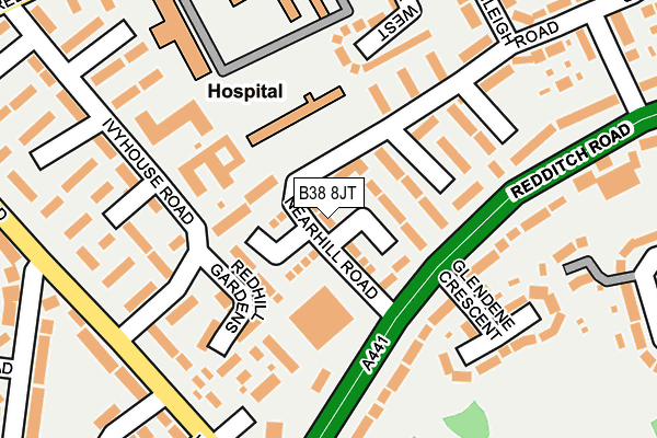 B38 8JT map - OS OpenMap – Local (Ordnance Survey)