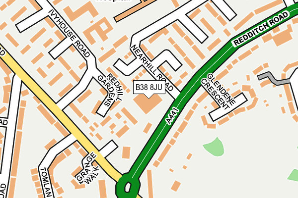 B38 8JU map - OS OpenMap – Local (Ordnance Survey)