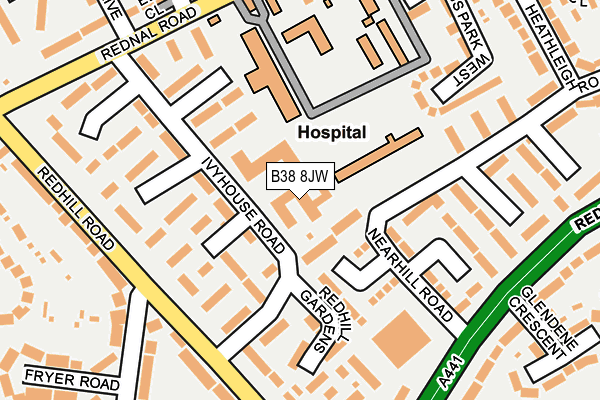 B38 8JW map - OS OpenMap – Local (Ordnance Survey)