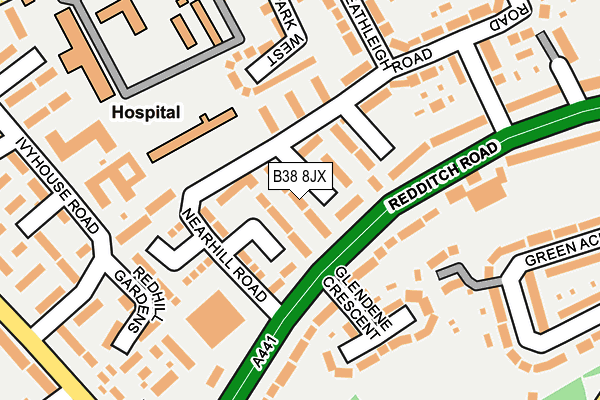 B38 8JX map - OS OpenMap – Local (Ordnance Survey)