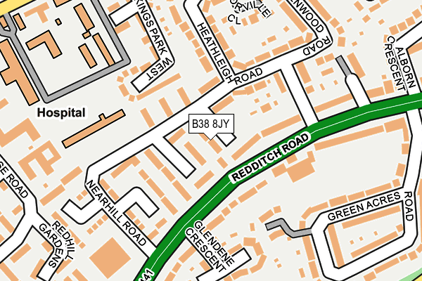 B38 8JY map - OS OpenMap – Local (Ordnance Survey)