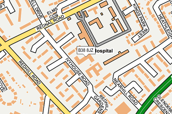 B38 8JZ map - OS OpenMap – Local (Ordnance Survey)