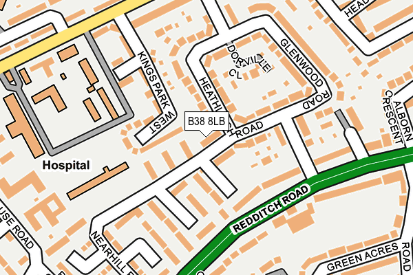 B38 8LB map - OS OpenMap – Local (Ordnance Survey)