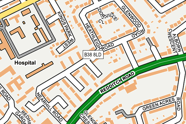 B38 8LD map - OS OpenMap – Local (Ordnance Survey)