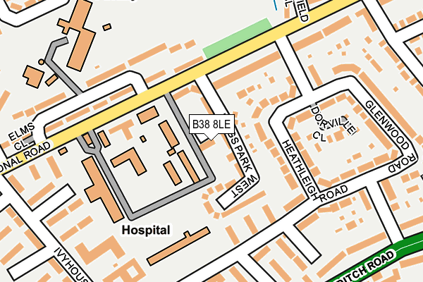 B38 8LE map - OS OpenMap – Local (Ordnance Survey)