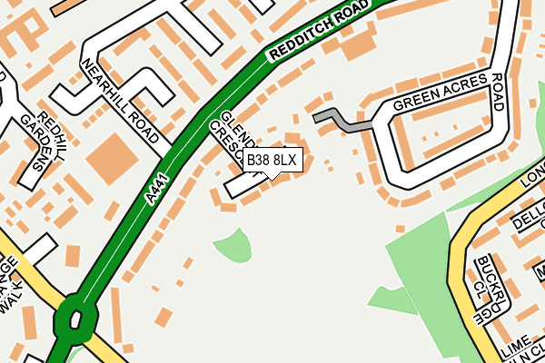 B38 8LX map - OS OpenMap – Local (Ordnance Survey)