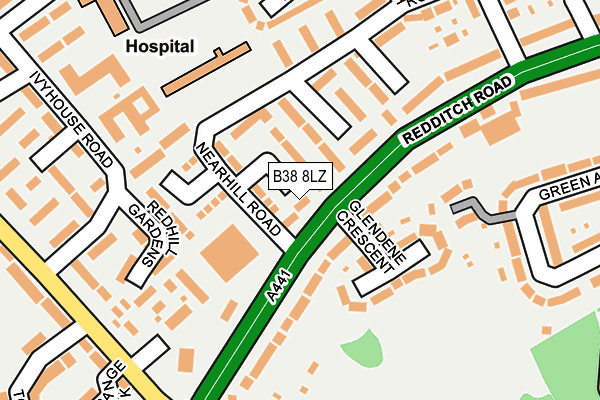 B38 8LZ map - OS OpenMap – Local (Ordnance Survey)