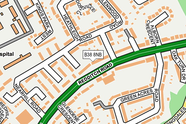 B38 8NB map - OS OpenMap – Local (Ordnance Survey)