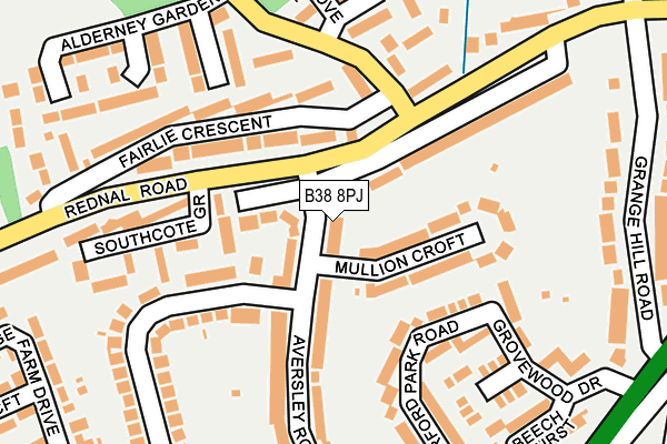 B38 8PJ map - OS OpenMap – Local (Ordnance Survey)