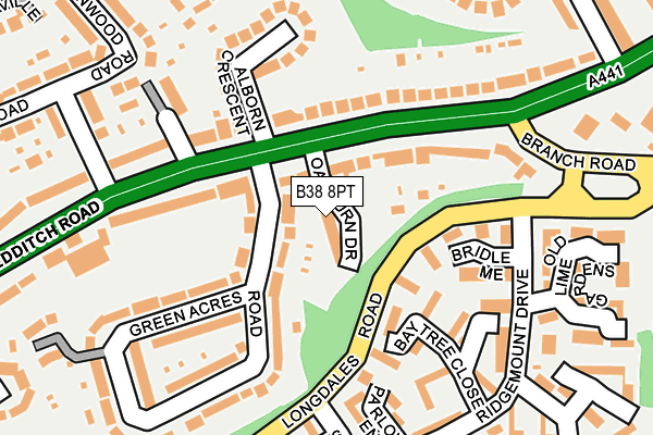 B38 8PT map - OS OpenMap – Local (Ordnance Survey)