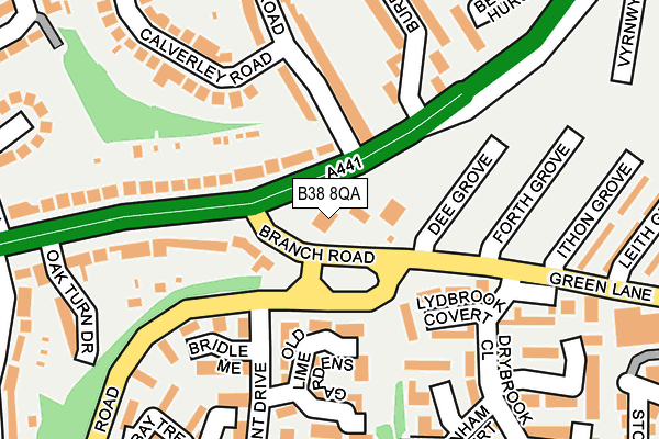 B38 8QA map - OS OpenMap – Local (Ordnance Survey)