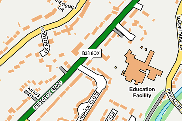 B38 8QX map - OS OpenMap – Local (Ordnance Survey)