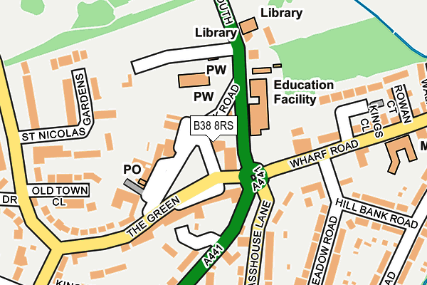 B38 8RS map - OS OpenMap – Local (Ordnance Survey)