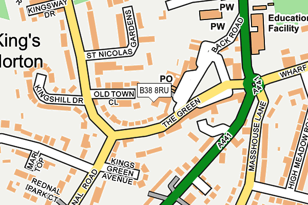 B38 8RU map - OS OpenMap – Local (Ordnance Survey)