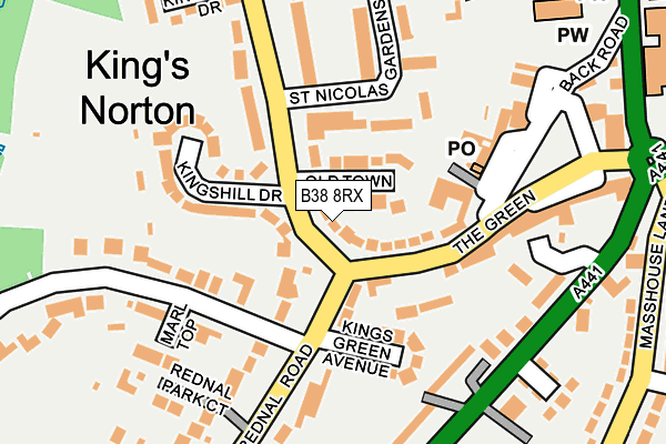 B38 8RX map - OS OpenMap – Local (Ordnance Survey)