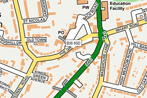 B38 8SD map - OS OpenMap – Local (Ordnance Survey)