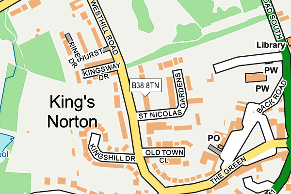 B38 8TN map - OS OpenMap – Local (Ordnance Survey)