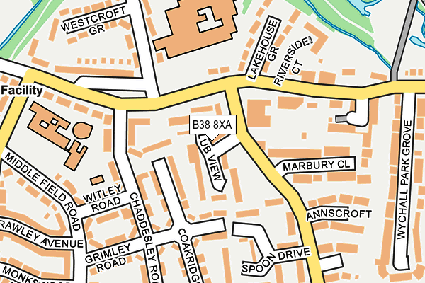 B38 8XA map - OS OpenMap – Local (Ordnance Survey)