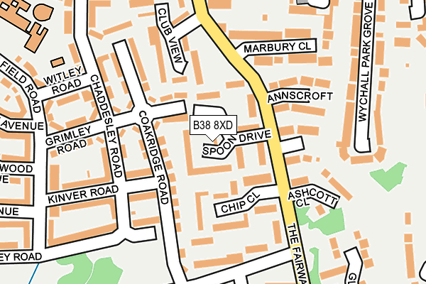 B38 8XD map - OS OpenMap – Local (Ordnance Survey)