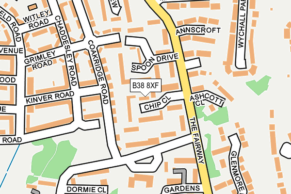 B38 8XF map - OS OpenMap – Local (Ordnance Survey)