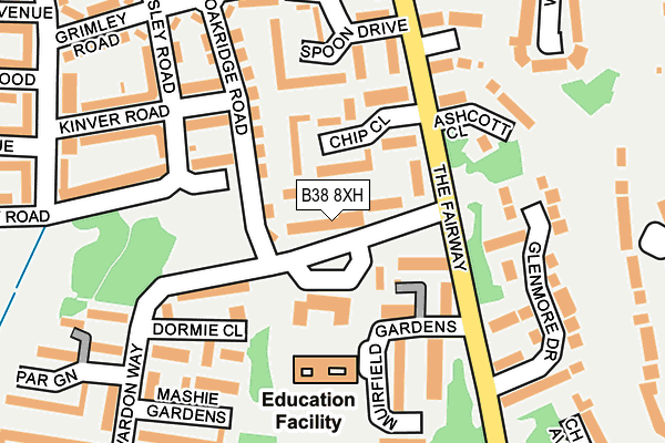 B38 8XH map - OS OpenMap – Local (Ordnance Survey)