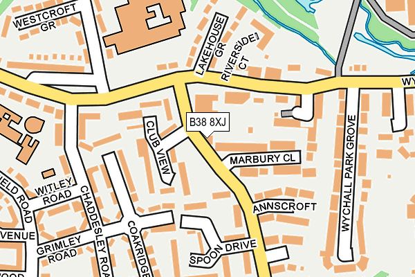 B38 8XJ map - OS OpenMap – Local (Ordnance Survey)