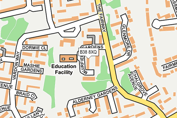 B38 8XQ map - OS OpenMap – Local (Ordnance Survey)