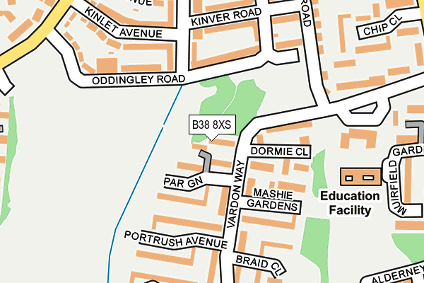 B38 8XS map - OS OpenMap – Local (Ordnance Survey)