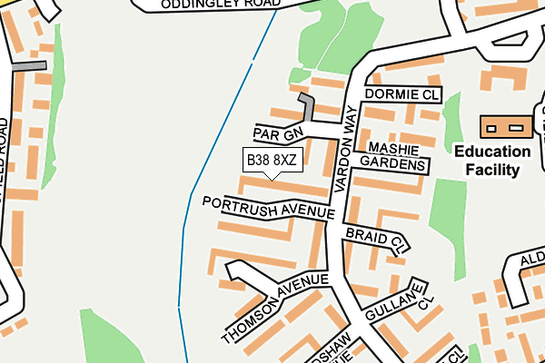 B38 8XZ map - OS OpenMap – Local (Ordnance Survey)