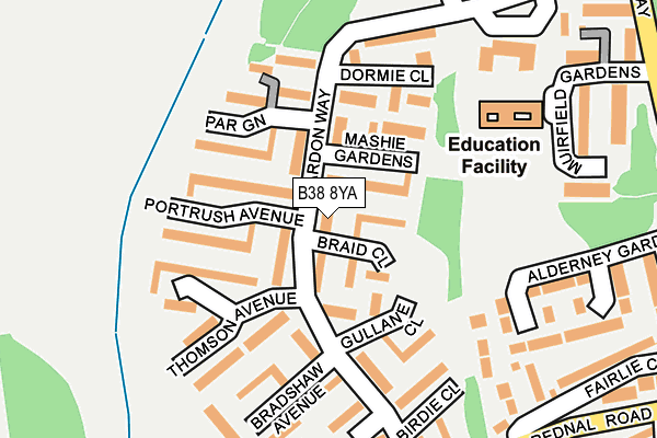 B38 8YA map - OS OpenMap – Local (Ordnance Survey)