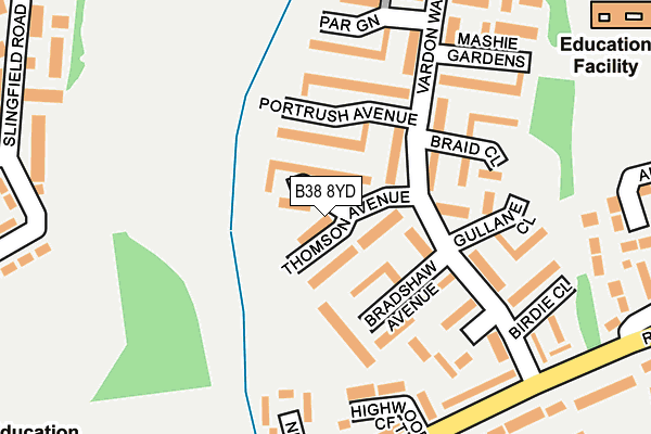 B38 8YD map - OS OpenMap – Local (Ordnance Survey)