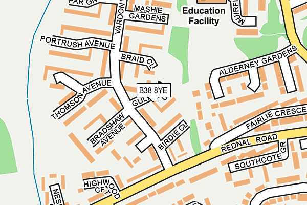 B38 8YE map - OS OpenMap – Local (Ordnance Survey)