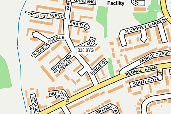 B38 8YG map - OS OpenMap – Local (Ordnance Survey)
