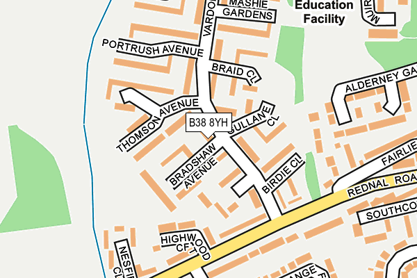 B38 8YH map - OS OpenMap – Local (Ordnance Survey)