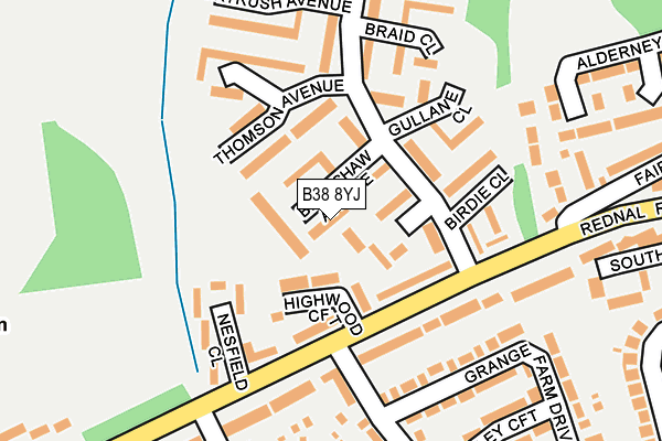 B38 8YJ map - OS OpenMap – Local (Ordnance Survey)